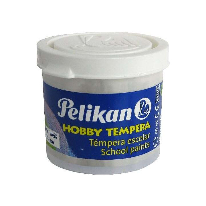 Pelikan Tempera Escolar Frasco 40ml - Facil de Lavar - Ideal para Manualidades - Color Blanco