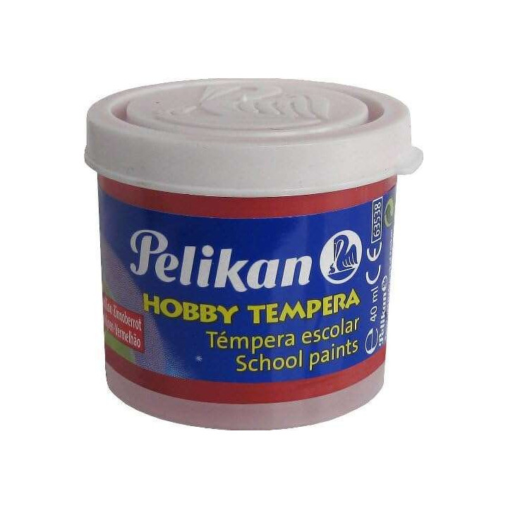 Pelikan Tempera Escolar Frasco 40ml - Facil de Usar - Ideal para Actividades Escolares - Color Bermellon