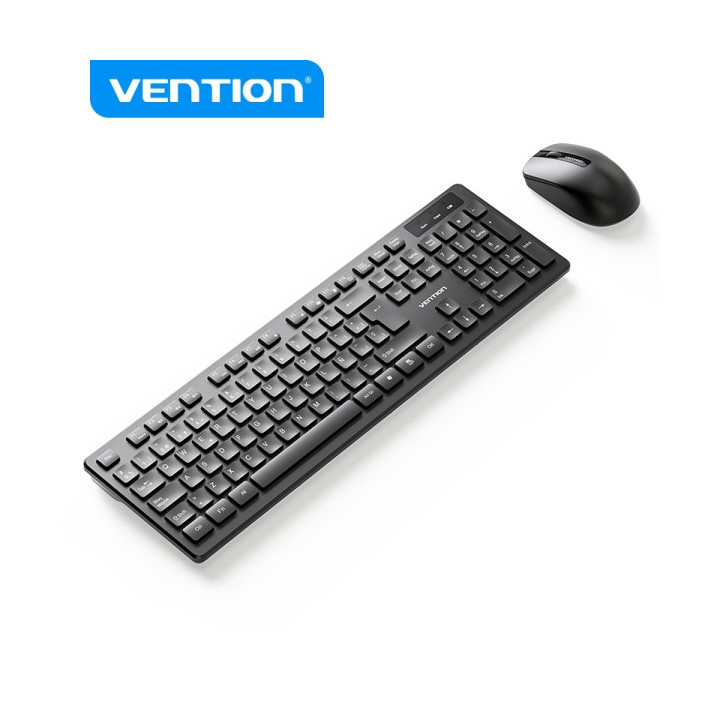 Vention KTD Combo Teclado y Raton Inalambrico - Conexion 2.4GHz - 1200 DPI - 104 Teclas - Color Negro