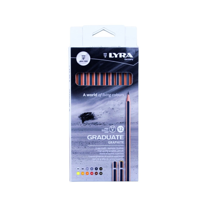 Lyra Graduate Pack de 12 Lapices de Grafito - Graduaciones Surtidas - Color Negro