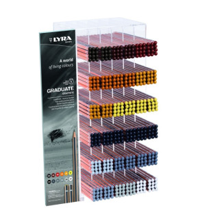 Lyra Graduate Expositor con 432 Lapices de Grafito - Hexagonal - Graduaciones Surtidas - Color Negro
