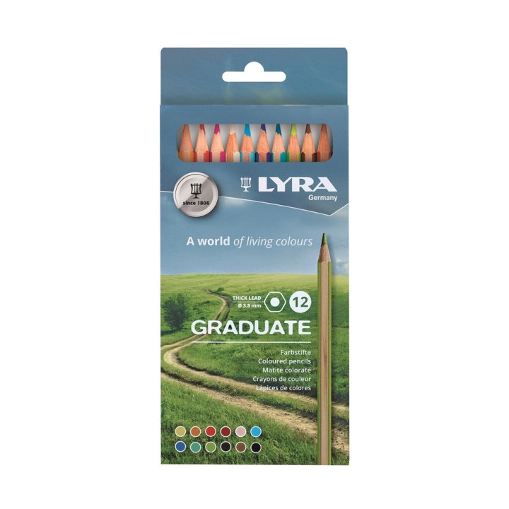 Lyra Graduate Pack de 12 Lapices de Colores - Hexagonal - Color Negro