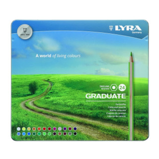 Lyra Graduate Pack de 24 Lapices de Colores - Hexagonal - Estuche de Metal - Color Negro