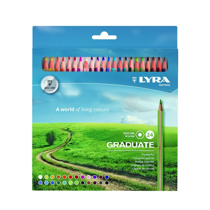 Lyra Graduate Pack de 24 Lapices de Colores - Hexagonal - Color Negro