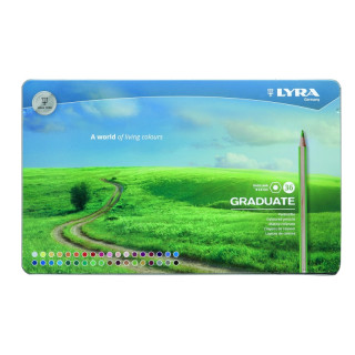 Lyra Graduate Pack de 36 Lapices de Colores - Hexagonal - Estuche de Metal - Color Negro