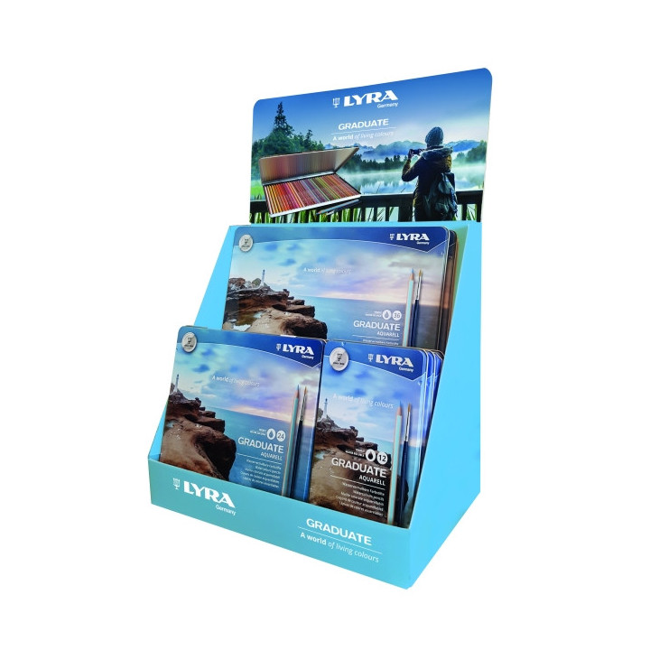 Lyra Graduate Expositor Lapices de Colores Acuarelables - Hexagonal - Colores Surtidos