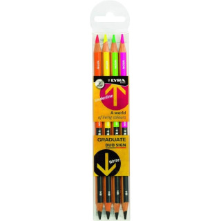 Lyra Duo Pencils Pack de 4 Lapices de Punta Doble - Redondo - Bolsa de Plastico - Colores Surtidos