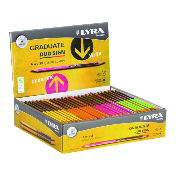 Lyra Duo Pencils Expositor de 72 Lapices de Punta Doble - Redondo - Colores Surtidos