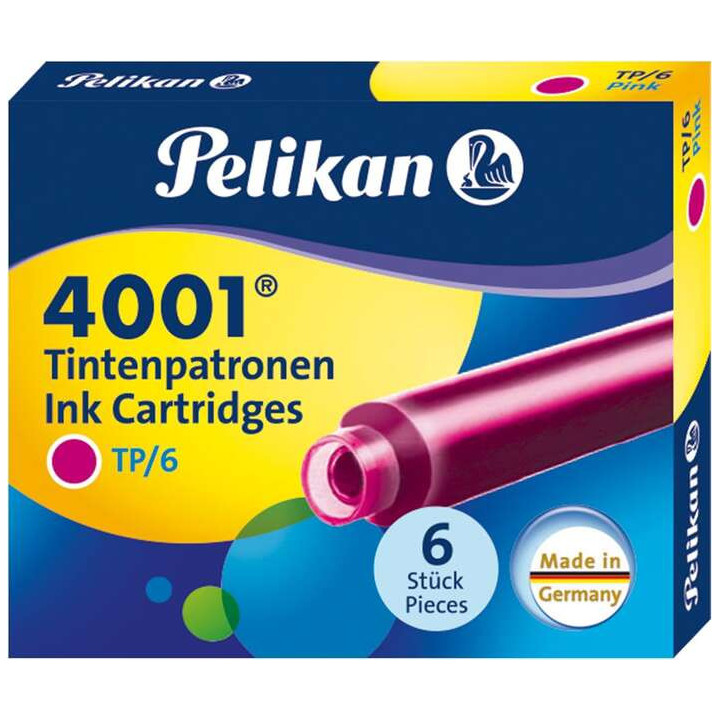 Pelikan Caja de 6 Cartuchos 4001 TP/6 - Tamaño Estandar - Color Rosa