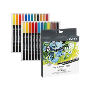 Lyra Aqua Brush Duo Pack 24 Rotuladores de Doble Punta - Punta Pincel 4mm