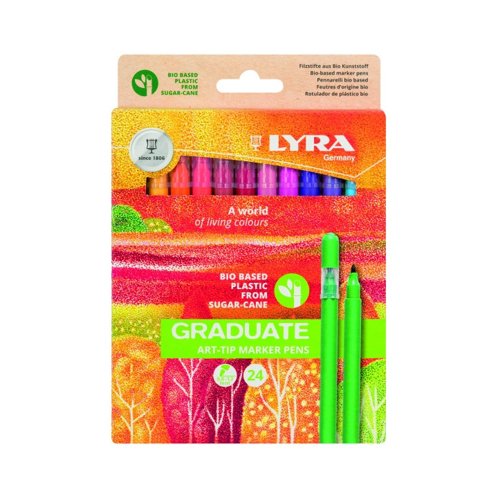 Lyra Graduate Art Tip Pack de 24 Rotuladores - Colores Surtidos