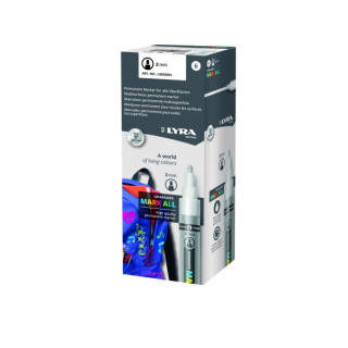 Lyra Mark All Pack de 6 Rotuladores Permanentes - Multisuperficie - Punta Redonda - 2mm - Color Blanco