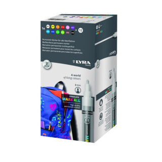 Lyra Mark All Pack de 12 Rotuladores Permanentes - Multisuperficie - Punta Redonda - 2mm - Colores Surtidos
