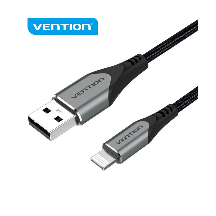 Vention Cable USB-A a Lightning - 2m - 2.4A - 15W - 480Mbps - MFI - Color Gris