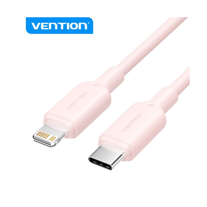 Vention Cable USB 2.0 Tipo C a Lightning - Niquelado - 27W - 3A - 2M - Color Rosa