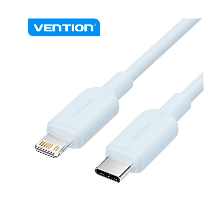 Vention Cable USB-C a Lightning - Conector Niquelado - Potencia 27W - Corriente 3A - 1M - Color Azul