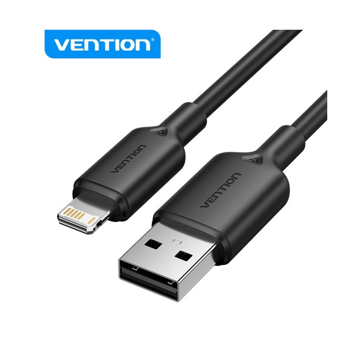 Vention Cable USB 2.0 Lightning - Galvanizado Nickel - Transmision 480Mbps - Salida 2.4A - 2M - Color Negro