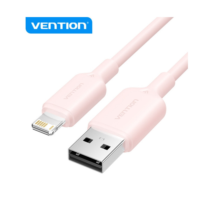 Vention Cable USB Lightning - Conector USB-A a Lightning - 1m - Transmision 480Mbps - Salida 2.4A - Color Rosa