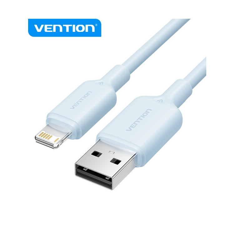 Vention Cable USB 2.0 Lightning - Conector Nickel Plateado - Transmision 480Mbps - 2M - Color Azul