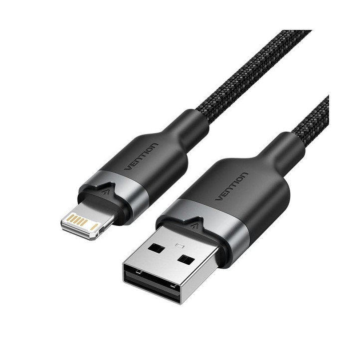 Vention Cable USB-A a Lightning 2.4A - 1m - Trenzado - Color Negro