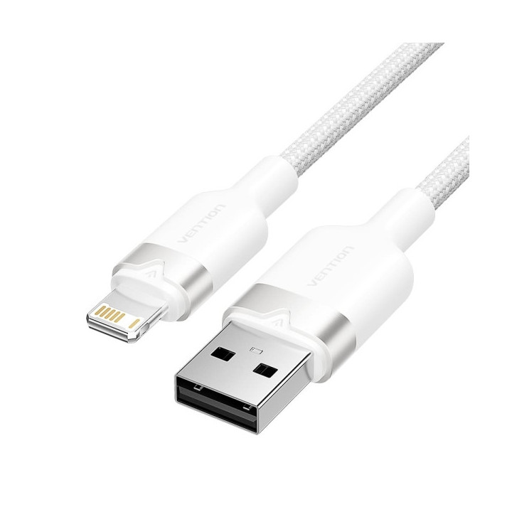 Vention Cable USB-A a Lightning 2.4A - 2m - Trenzado - Color Blanco