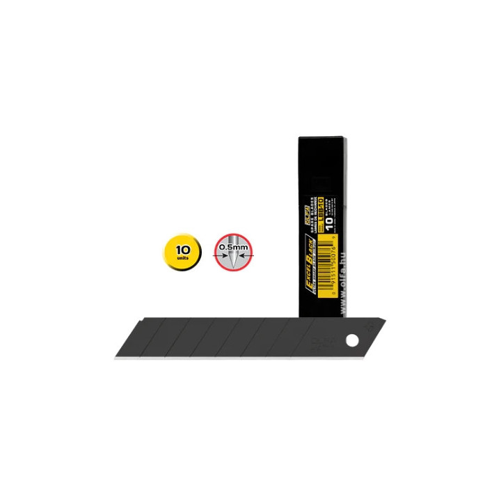 Olfa Pack de 10 Cuchillas de Respuesto Negras para Cutters Olfa - 8 Segmentos - Ancho 18mm