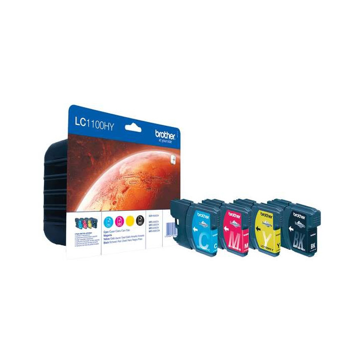 Brother LC1100XL Pack de 4 Cartuchos de Tinta Originales - LC1100HYVALBP