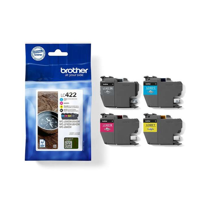 Brother LC422 Pack de 4 Cartuchos de Tinta Originales - LC422VAL