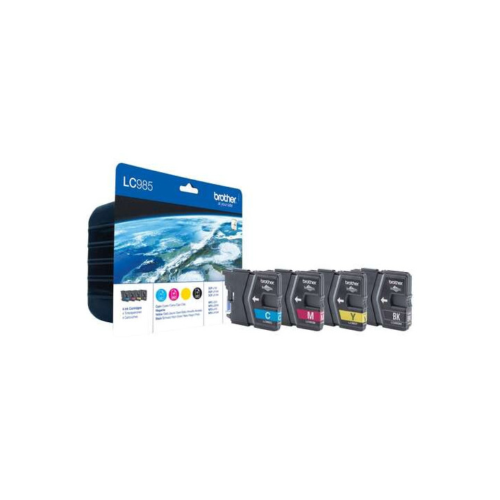 Brother LC985 Pack de 4 Cartuchos de Tinta Originales - LC985VALBP