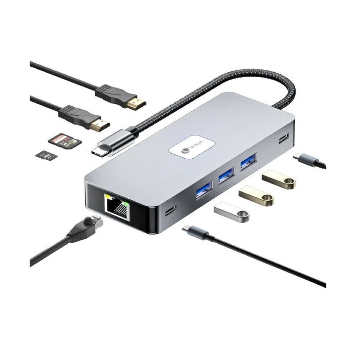 Leotec Adaptador 10 en 1 USB-C a 2xHDMI