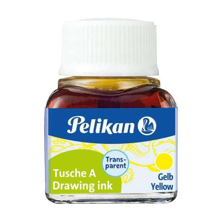 Pelikan Tinta China 523 10ml N.5 - Botella de 10ml - Resistente al Agua - Ideal para Dibujo y Caligrafia - Color Amarillo