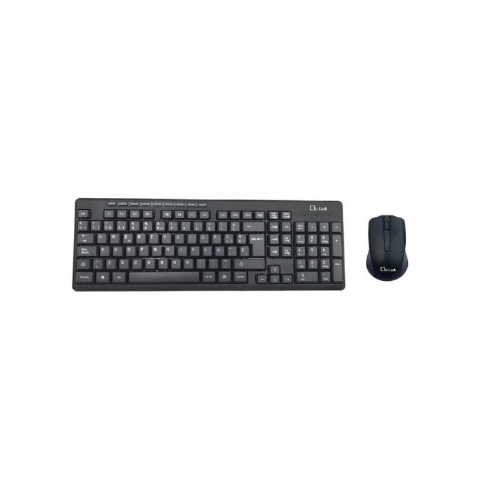 L-Link Pack Inalambrico USB Teclado + Raton 1200dpi 3 Botones - Uso Ambidiestro - Color Negro
