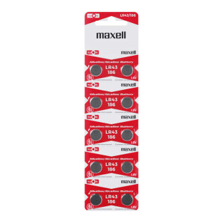 Maxell Pack de 10 Pilas Alcalinas de Boton LR43 1.5V