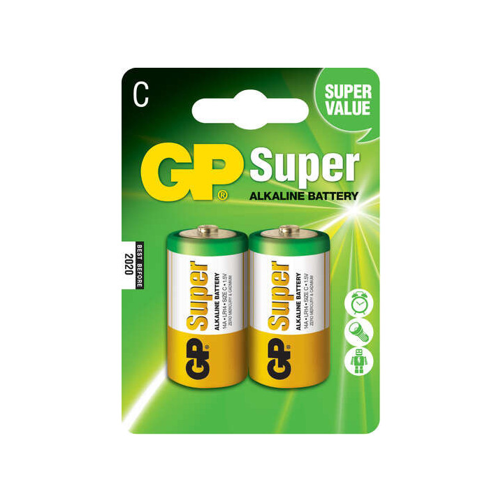 GP Pack de 2 Pilas Super Alcalinas LR14 C 1.5V