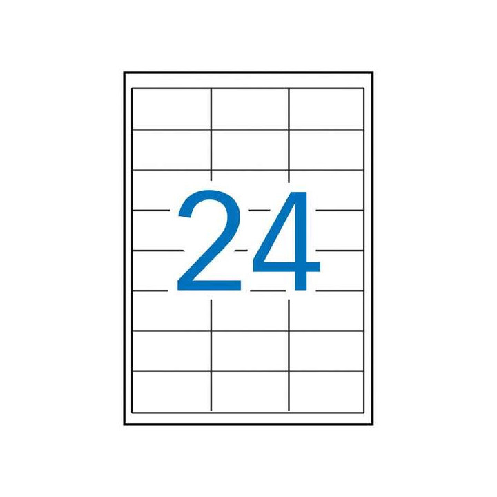 Apli Pack de 2.400 Etiquetas Rectangulares 64.6 x 33.8 mm - 100 Hojas por 24 Etiquetas - Adhesivo Permanente - Cantos Rectos -