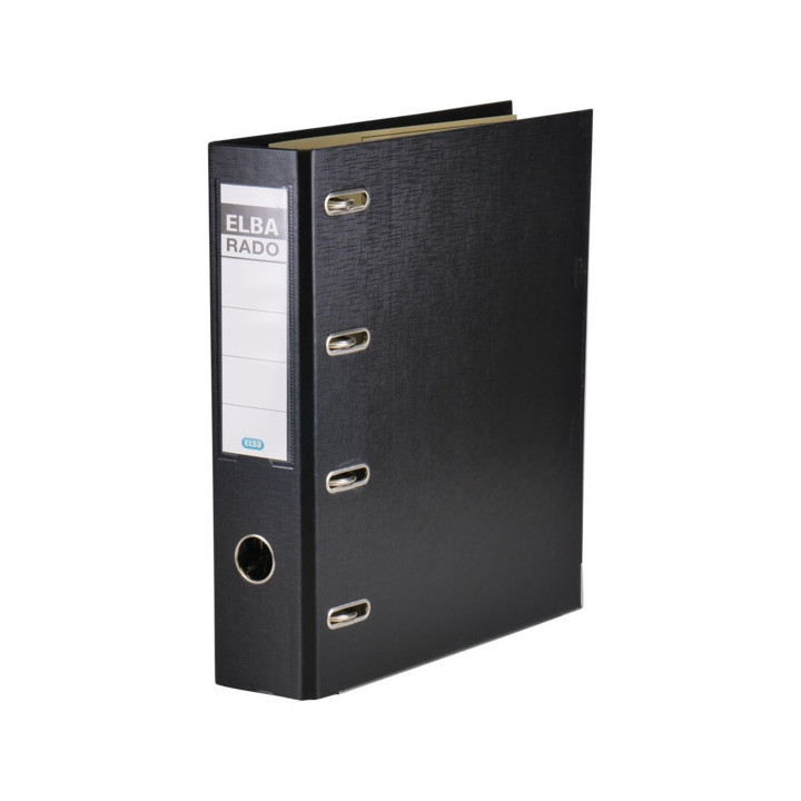 Elba Archivador Palanca Rado Plast A4 - Doble Mecanismo - Lomo de 75mm - PVC Resistente - Color Negro