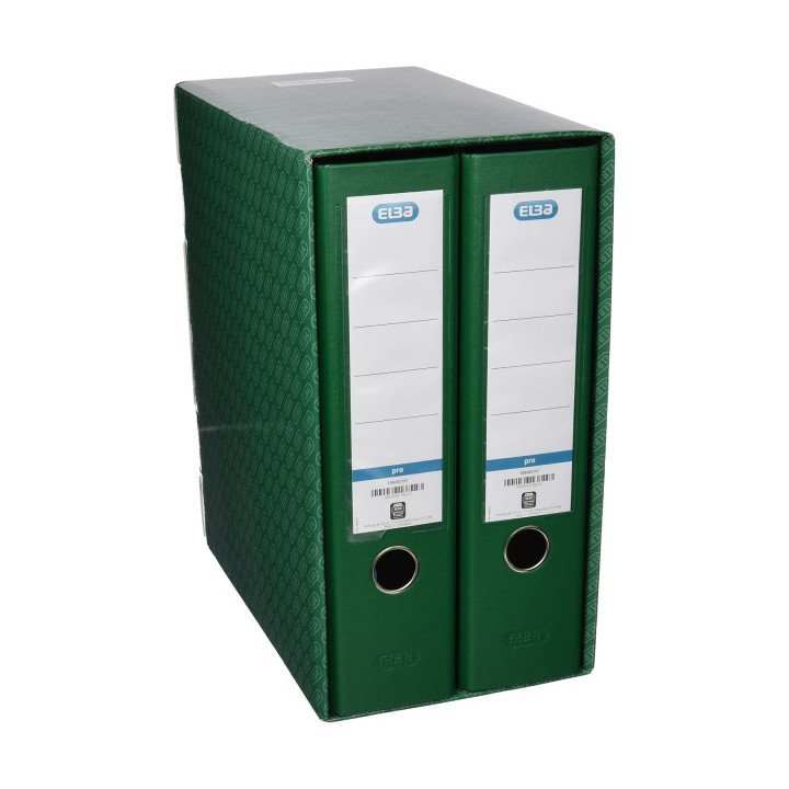 Elba Rado Top Modulo de 2 Archivadores Palanca A4 - Lomo 80mm - Forrado Exterior Plastico - Interior Papel - Color Verde