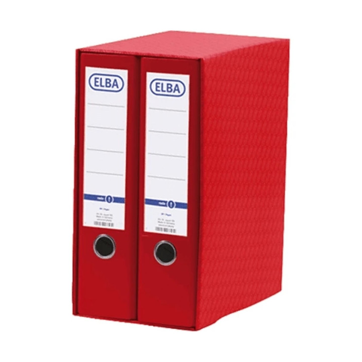 Elba Rado Top Modulo de 2 Archivadores Palanca A4 - Lomo 80mm - Forrado Exterior Plastico - Interior Papel - Color Rojo