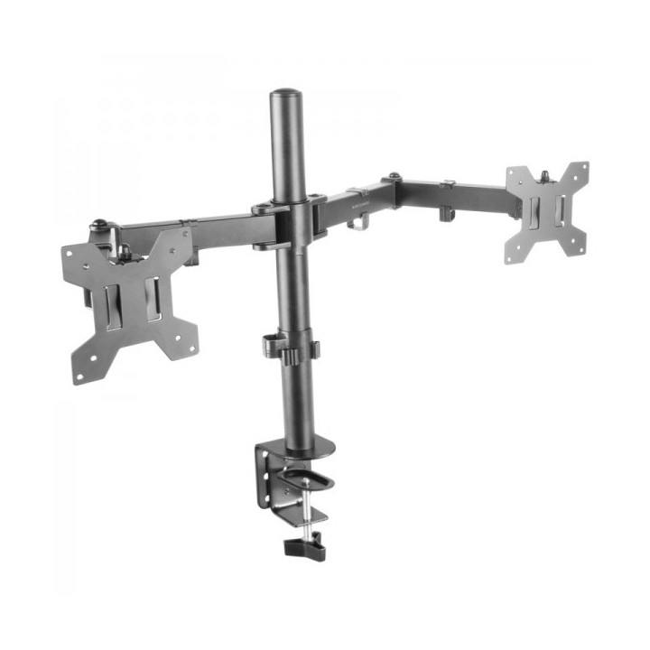 Mars Gaming MARM2 Soporte Monitor Dual - Brazos Articulados - Gestion de Cableado - Ajuste de Altura - Estructura Robusta - Rot