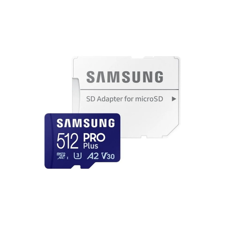 Samsung PRO Plus Tarjeta Micro SDXC 512GB UHS-I U3 A2 V30 Clase 10 con Adaptador SD