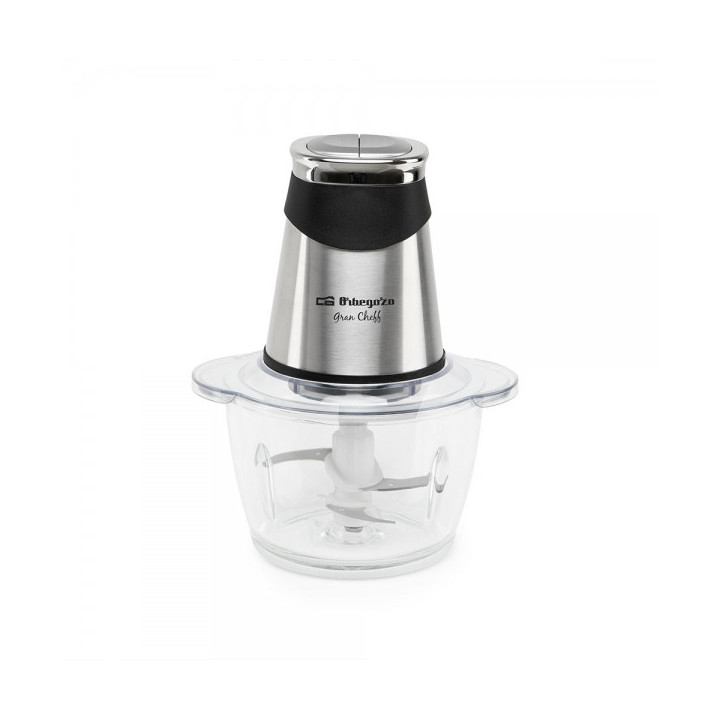 Orbegozo MC 4650 Picadora de Alimentos 500W - Recipiente de Cristal con Capacidad 1.2L - 4 Cuchillas de Acero Inoxidable y 2 Ni