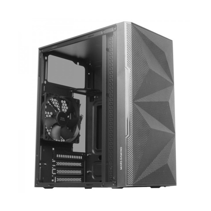 Mars Gaming MC-1500 Mini Torre - Ventana Cristal Templado - Ventilacion Silenciosa - Soporte Refrigeracion Liquida - Almacenami