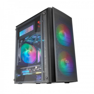 Mars Gaming MC300 Caja Gaming Compacta - Ventana Cristal Templado - Triple Ventilacion FRGB - Rejilla Frontal TOTAL-MESH - Sopo