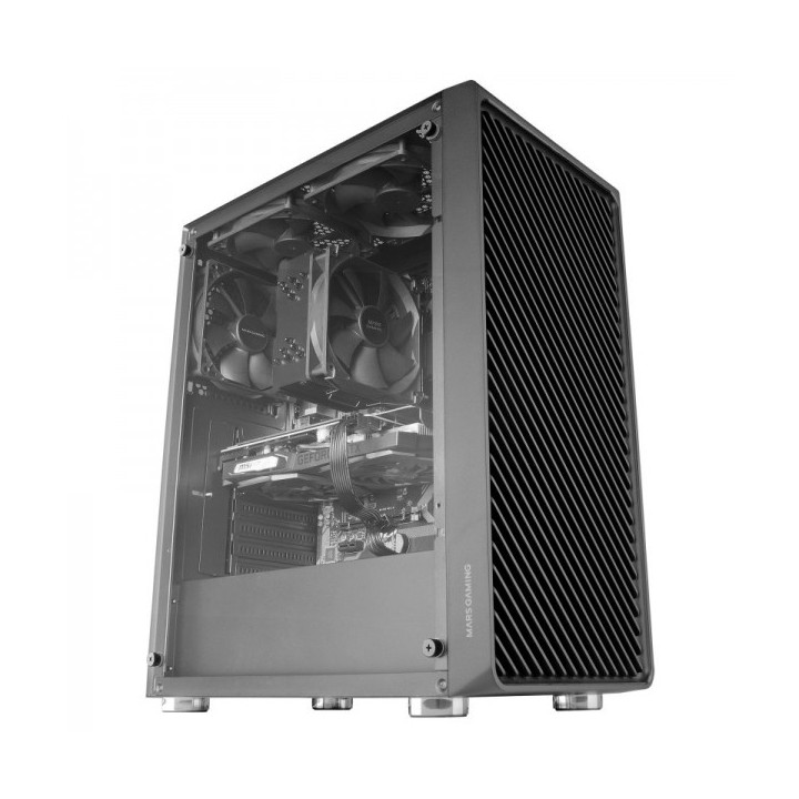 Mars Gaming MC-3000 Caja Aerodinamica - 4 Ventiladores FDB Silenciosos - Soporte para 6 Ventiladores - Amplio Espacio Interno -