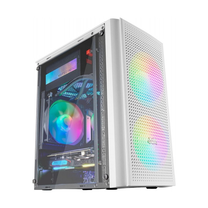 Mars Gaming MC300 Caja Gaming Compacta - Ventana Cristal Templado - Triple Ventilacion - Soporte Refrigeracion Liquida - Ilumin
