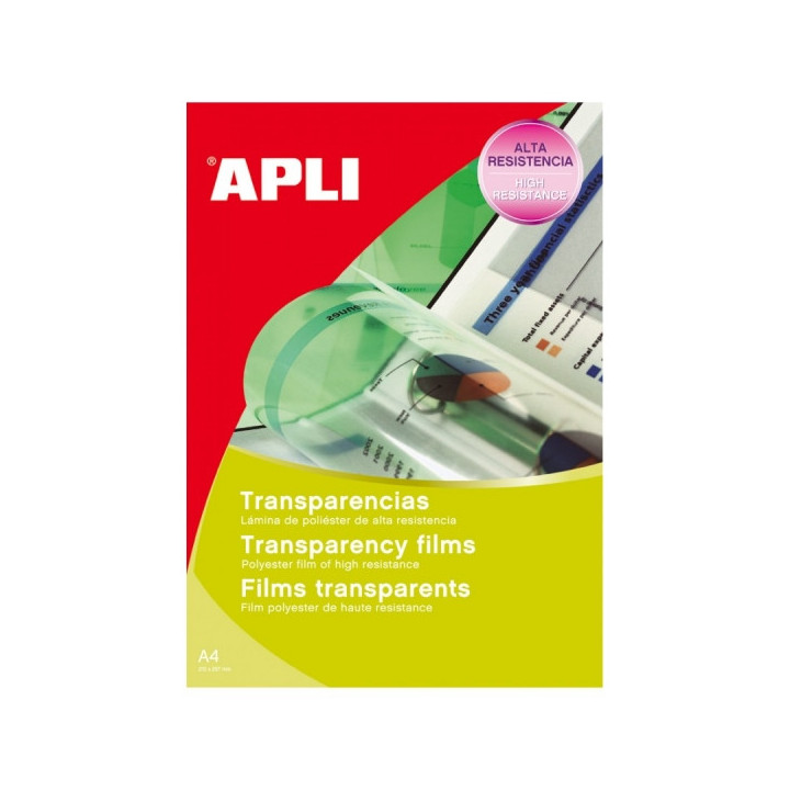 Apli Transparencias de Poliester para Impresoras Inkjet - Alta Calidad de Reproduccion - Gran Claridad - Secado Rapido - Alta R