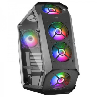 Mars Gaming MC51 Torre Premium - 5 Ventiladores ARGB - Controladora con Mando - Doble Ventana Cristal Templado - 40 Efectos RGB