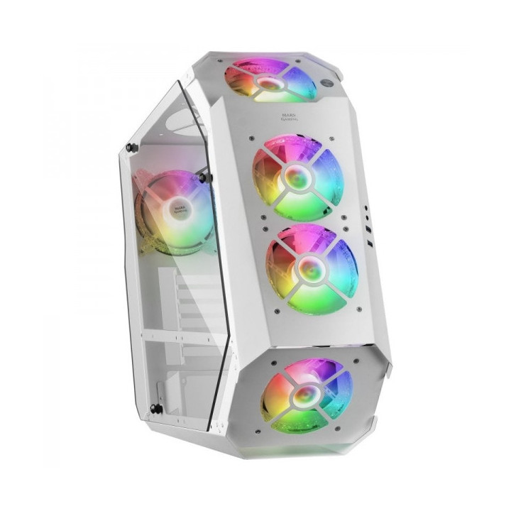 Mars Gaming MC51 Torre Premium - 5 Ventiladores ARGB - Controladora con Mando - Doble Cristal Templado - 40 Efectos de Luz RGB