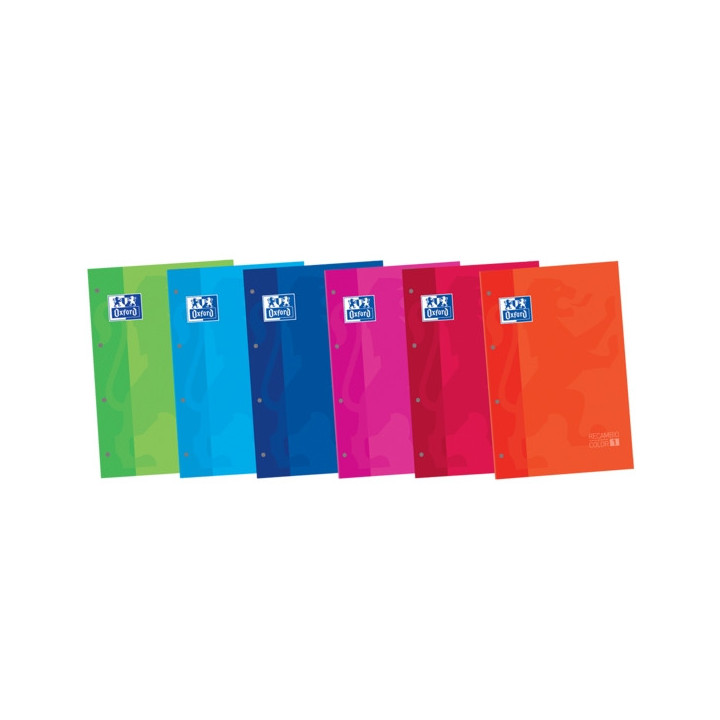 Oxford School Classic Cuaderno de Recambio - Tamaño A4 - Tapa Blanda - Encolado - Cuadricula 5x5 - 80 Hojas - Colores Surtidos