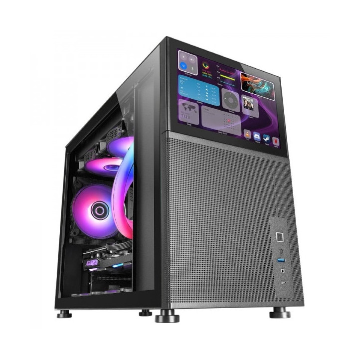 Mars Gaming MC-LCD Caja PC Gaming - Diseño Compacto Micro-ATX - Pantalla LCD IPS 8" - Conectividad USB-C y USB 3.0 - Soporte R